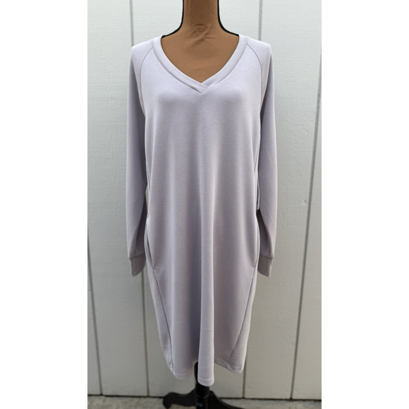 NWT Athleta Seasoft Robe Pullover V-Neck Purple Long Sleeve Dress Pockets Size L - Picture 5 of 16